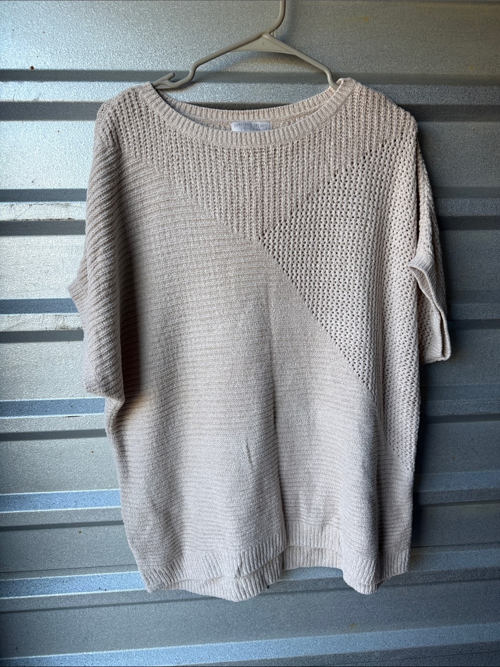 Barefoot Dreams Beige Knit Short-Sleeve Sweater